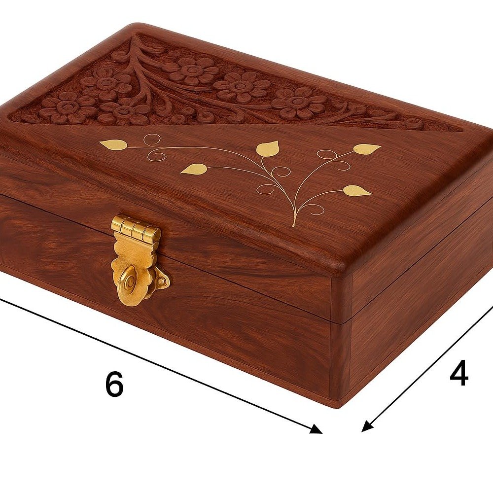 Handcrafted Wooden Jewellery Box – Decorative Jewellery Organizer & Storage Box